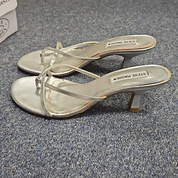 💙 women's shoes Steve Madden heels silver 7.5 - Picture 2 of 5